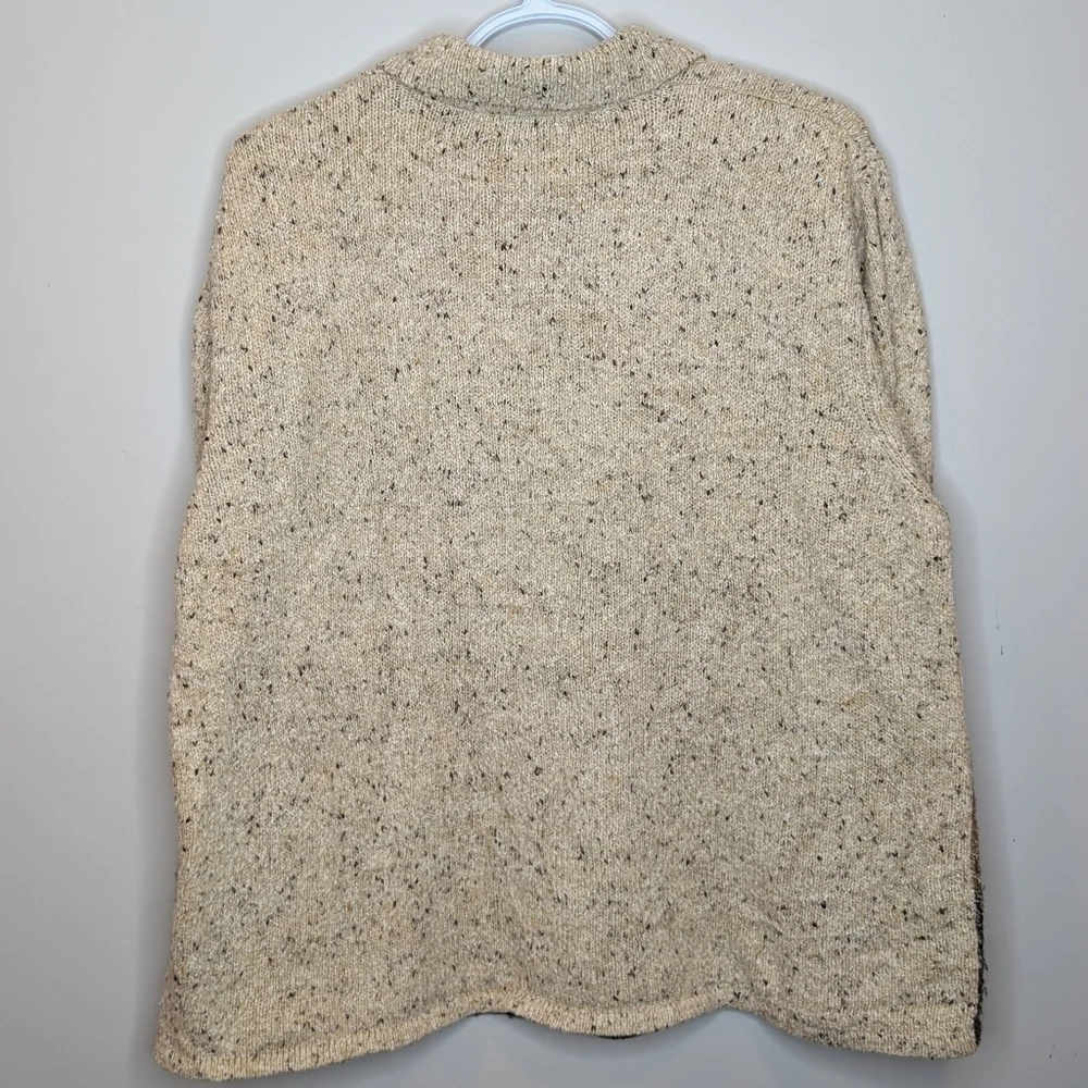 Tan Jay Brown & Oatmeal Knit Embroidered Zip Up Collared Sweater Women Large - Picture 2 of 10